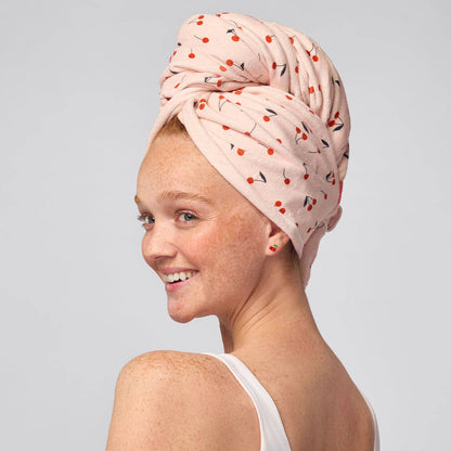 XL Hair Towel Wrap – Cherry Print Spa Treat for Your Hair 💆‍♀️by Kitsch