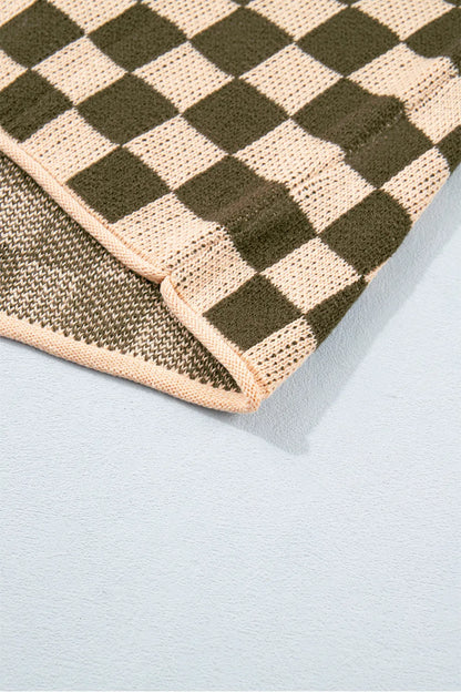 ~PREORDER~ Check Me Out Olive & Tan Checkered Knit Sweater ~PREORDER~