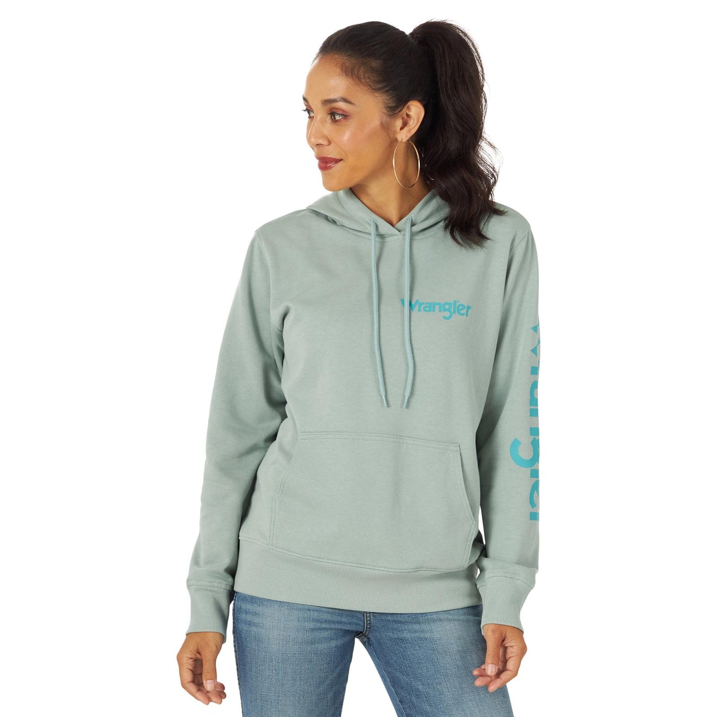 WRANGLER WOMENS RETRO PUNCHY HOODIE - TEAL