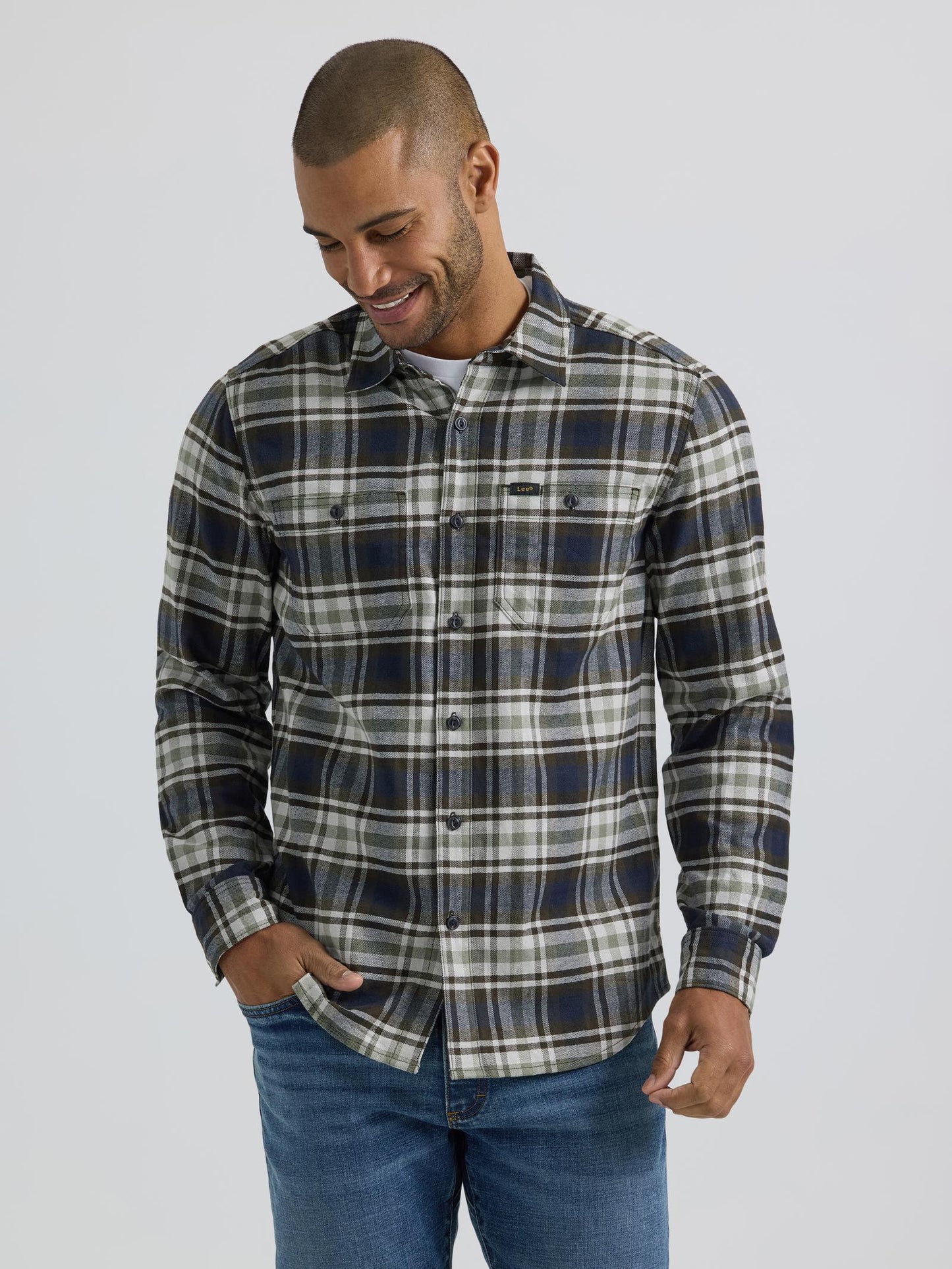 112354854 - Extreme Motion Working West Flannel Shirt - Plaid - Olive Night Plaid