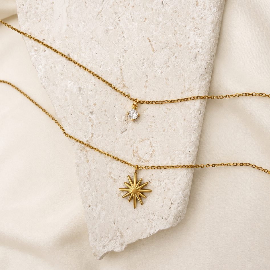 Starry Little Thing Necklace | 18K Stainless Steel Layered Rhinestone Necklace