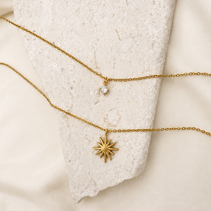 Starry Little Thing Necklace | 18K Stainless Steel Layered Rhinestone Necklace
