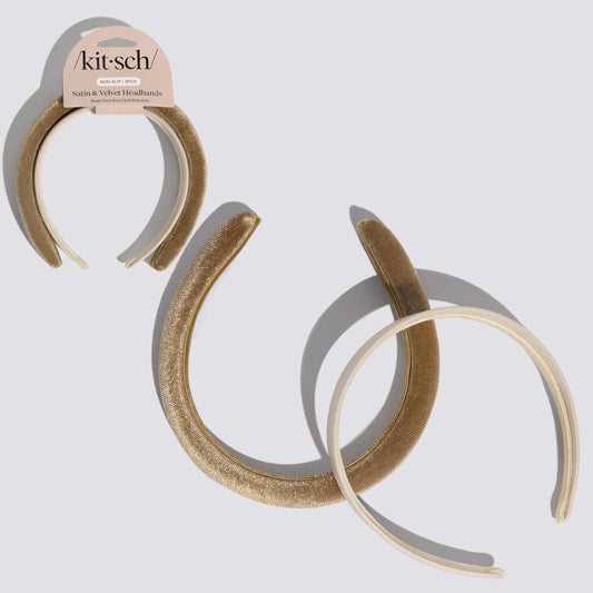 Cream & Camel Satin & Velvet Headbands by Kitsch