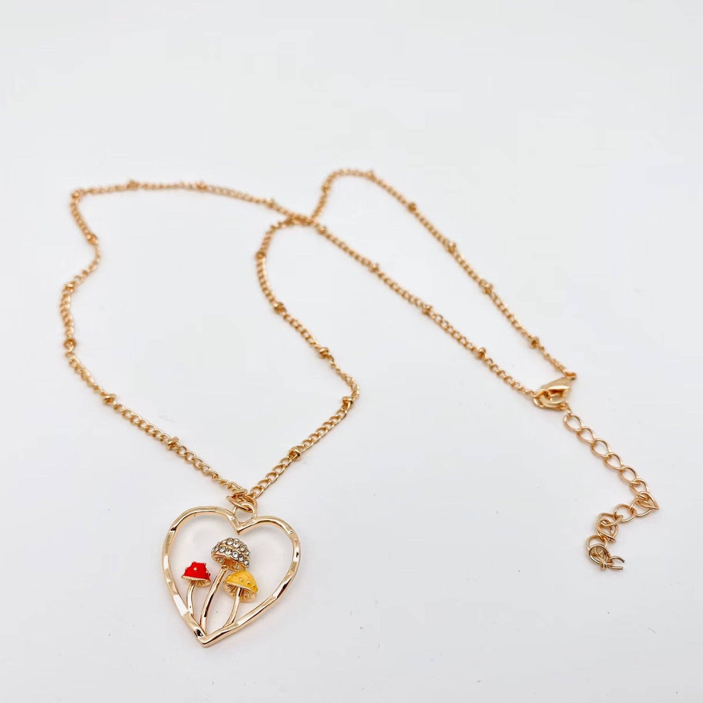 Heart-shaped 3D Mushroom Pendant Necklace