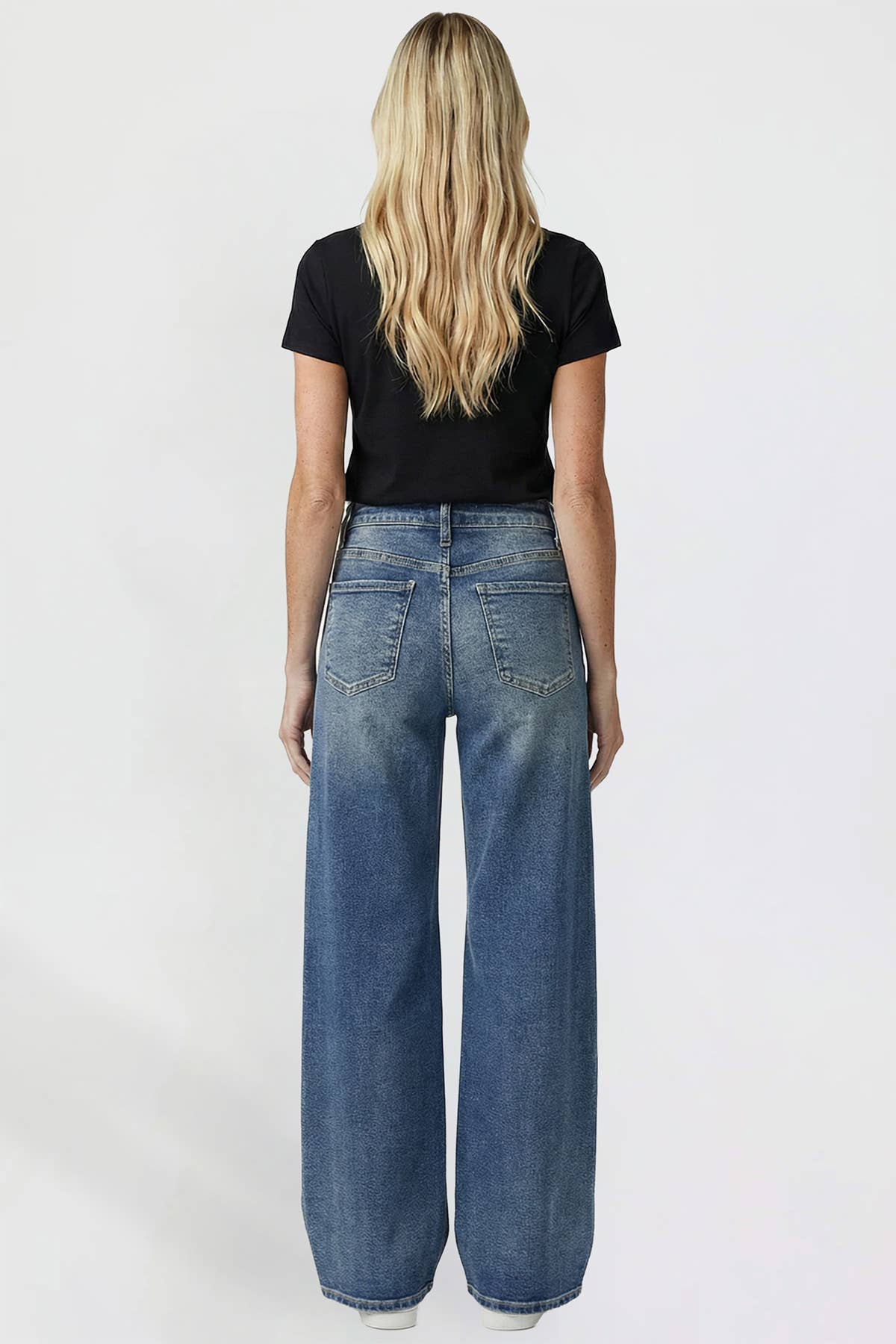 Kayla High Rise Wide Leg Jeans | YMI Premium Stretch Light Wash Denim