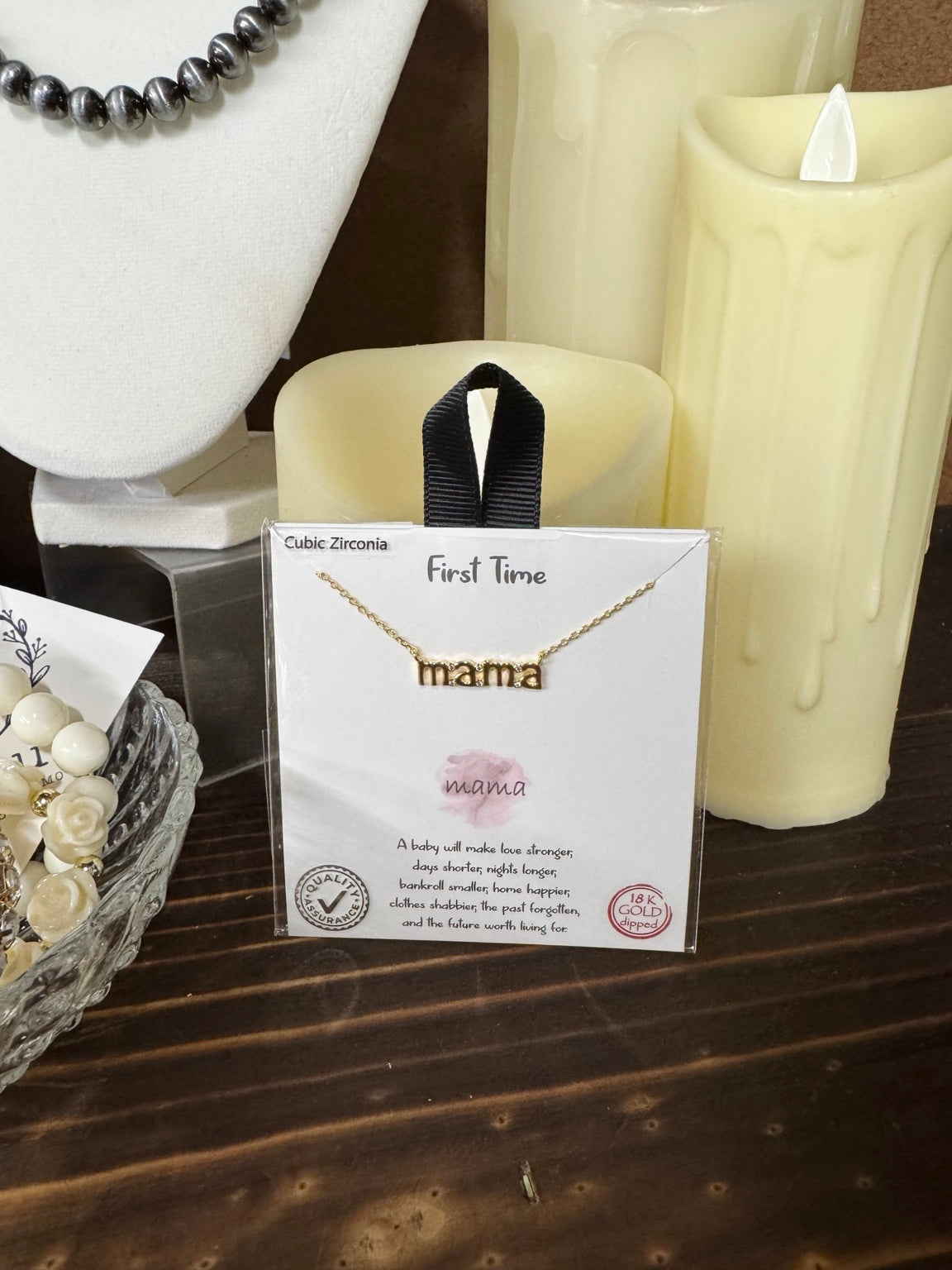 First Time Mama Necklace | Gold or Silver Mama Pendant Gift Necklace