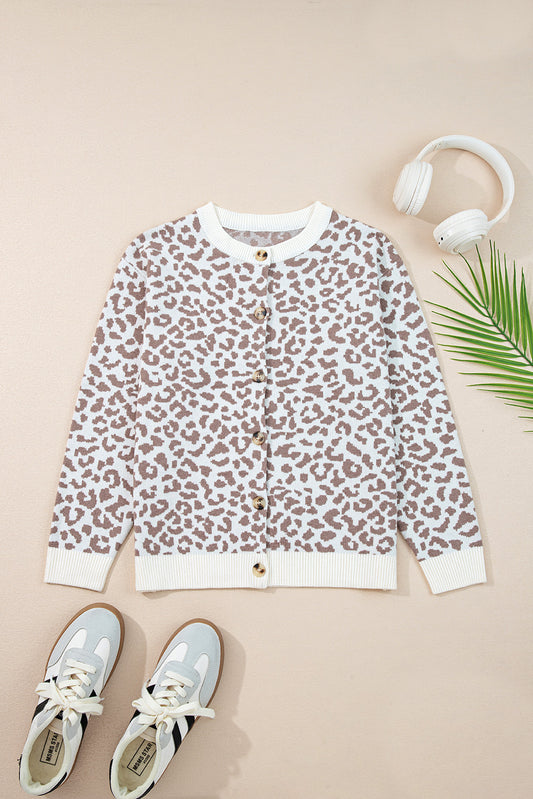 Leopard Knit Button Front Cardigan – Cozy & Chic Style