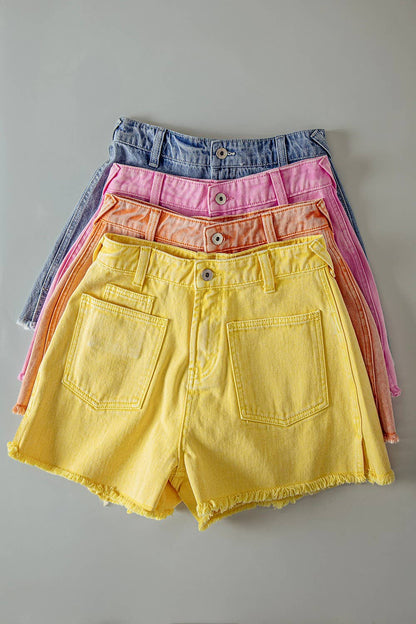 VERY JEAN Mineral Washed Denim Frayed Hem Shorts