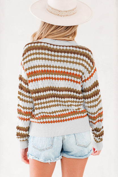 ~PREORDER~ Autumn Spice Striped Eyelet Knit Sweater ~PREORDER~
