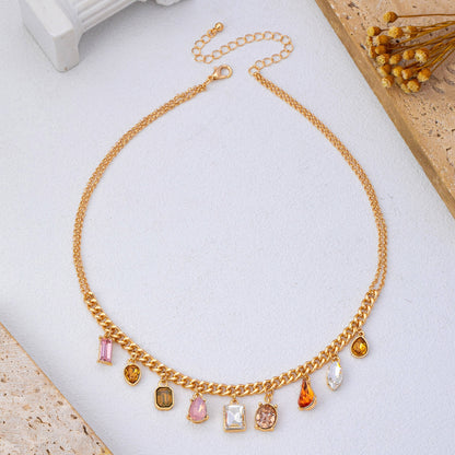 Golden Hour Charm Necklace | Earth Tone Crystal Charm Necklace