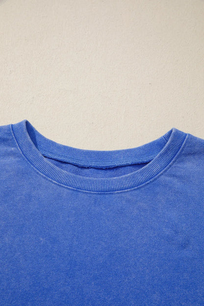 ~PREORDER~ Washed Blue Side Slit Oversized Tunic Sweatshirt ~PREORDER~