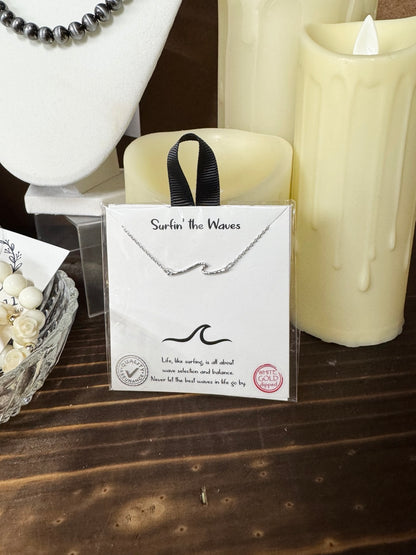 Surfin’ the Waves Necklace | Gold or Silver Dainty Wave Pendant Necklace