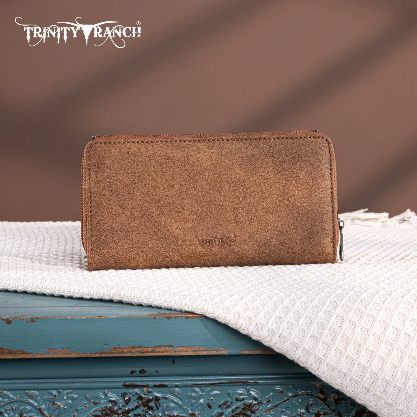 Brown Trinity Ranch Floral Aztec Wallet