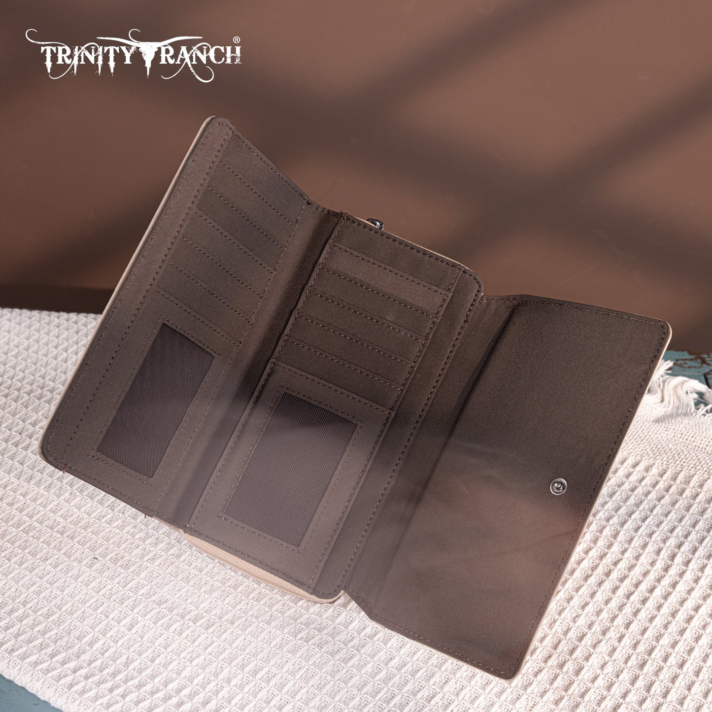 Brown Trinity Ranch Floral Aztec Wallet