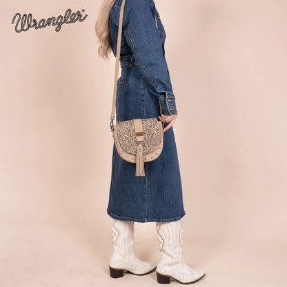 WG160-60113 Wrangler Western Tooled Saddle Bag Crossbody
