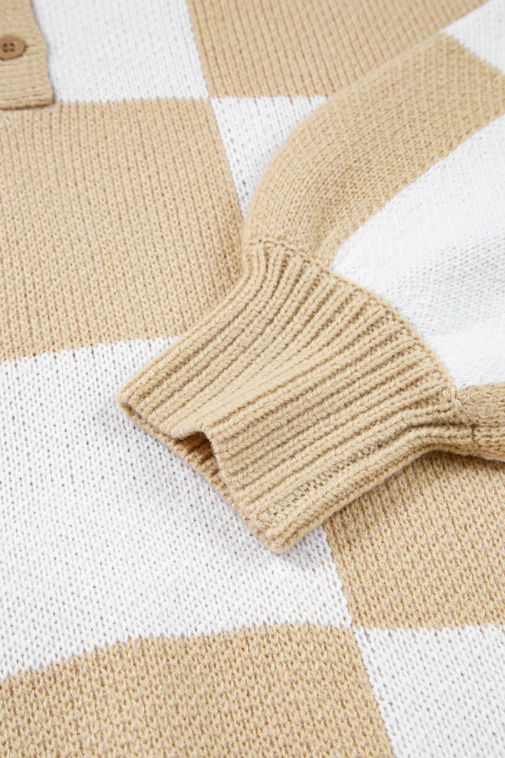 ~PREORDER~ Check Me Out Light French Beige Checkered Polo Sweater ~PREORDER~