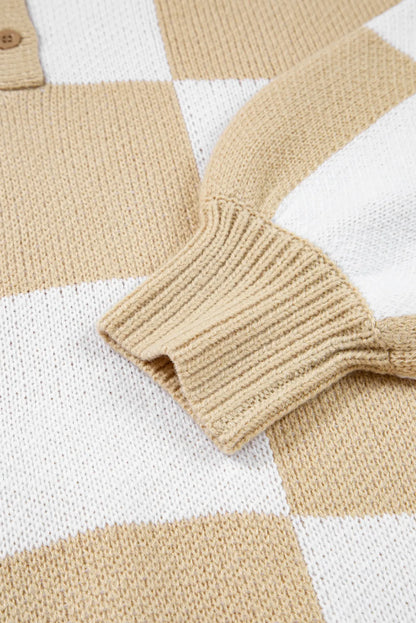 ~PREORDER~ Check Me Out Light French Beige Checkered Polo Sweater ~PREORDER~