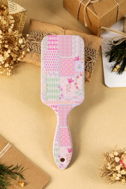 Boho Floral Paddle Hair Brush – Detangling Wide Comb with Soft Bristles