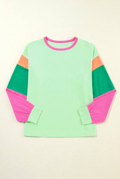Colorblock Patchwork Long Sleeve Loose Top