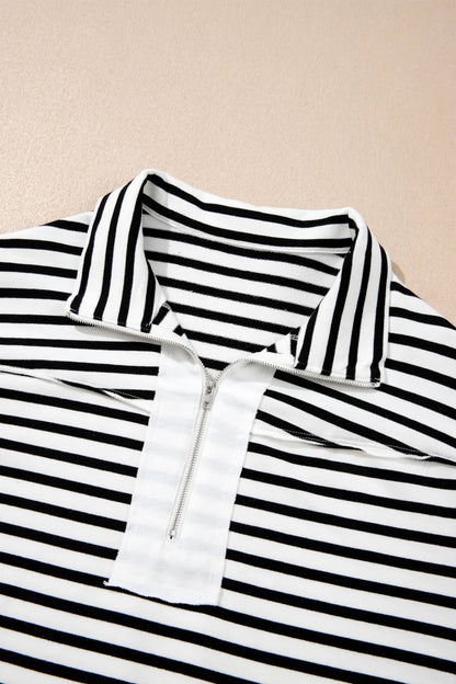 ~PREORDER~ Black & White Half-Zip Stripe Pullover ~PREORDER~