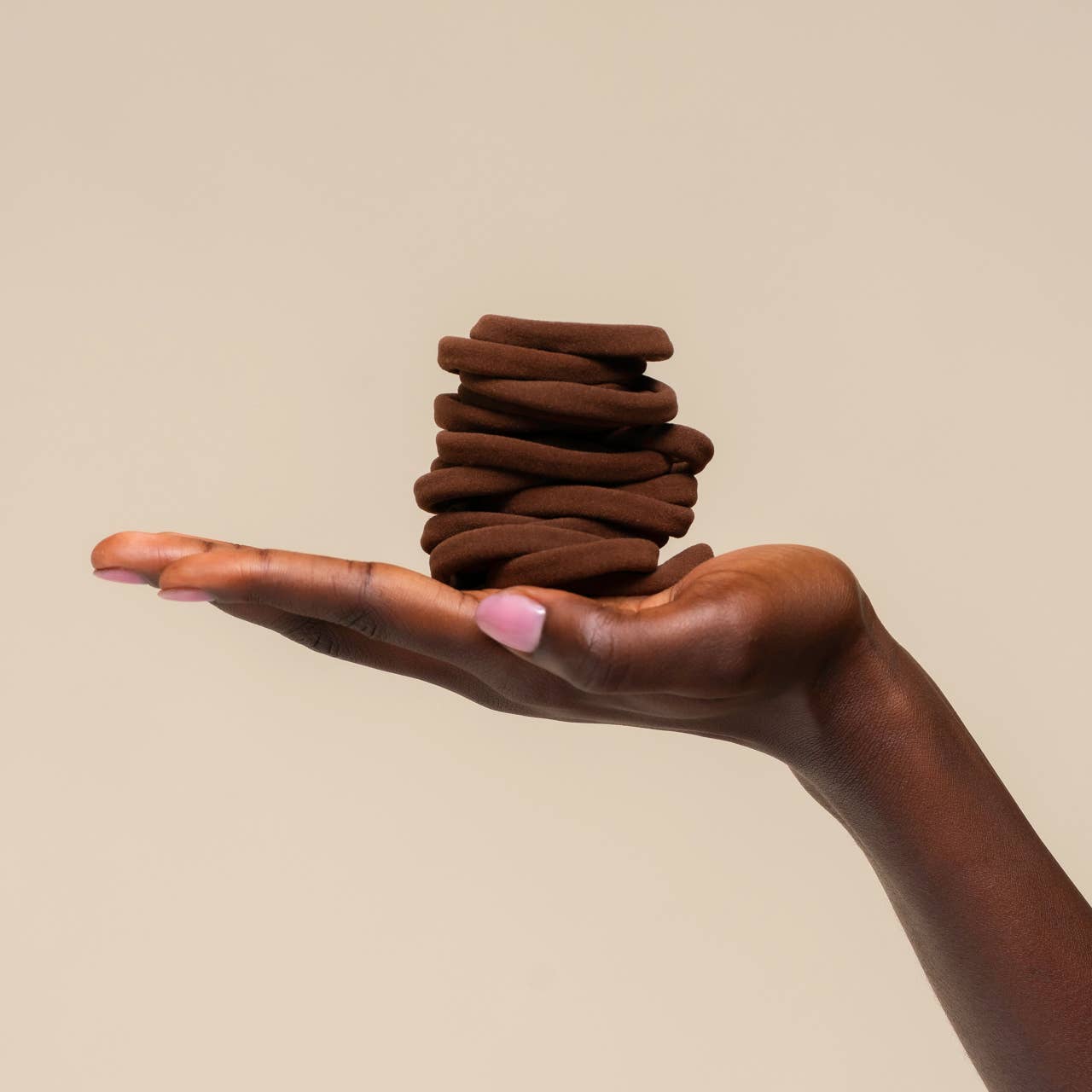 Recycled Fabric Seamless Hair Elastics 20pc Set - Chocolate by Kitsch