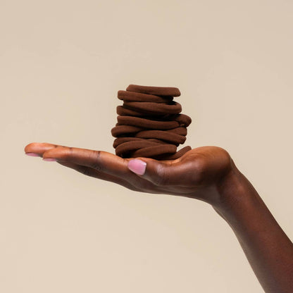 Recycled Fabric Seamless Hair Elastics 20pc Set - Chocolate by Kitsch