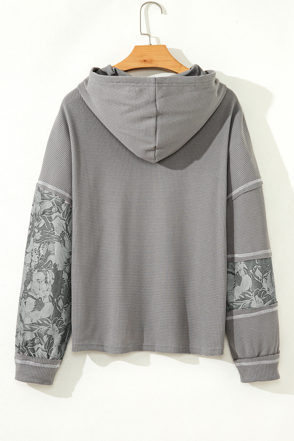 ~PREORDER~ Gray Cozy Mix Waffle Knit Patchwork Hoodie ~PREORDER~