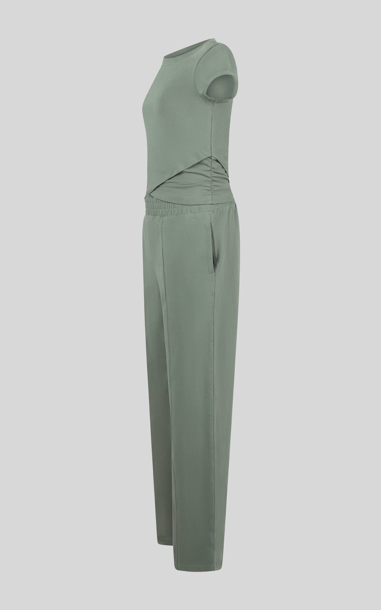 Tween Girls Sage Tulip Hem Top & Wide Leg Pants Set | Jersey Two-Piece Outfit