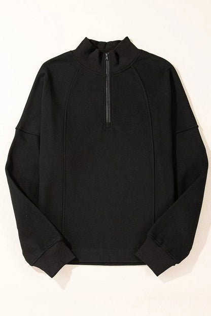 ~PREORDER~ Black Half-Zip Drop Shoulder Sweatshirt ~PREORDER~