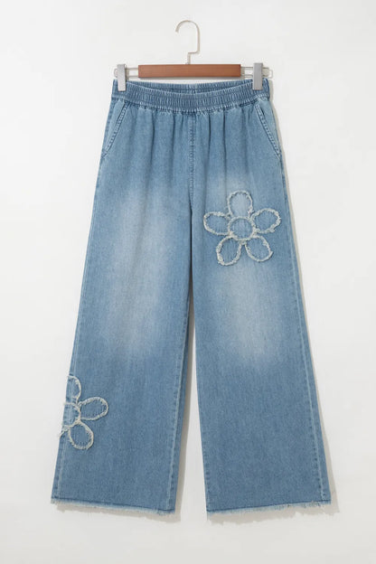 ~PREORDER~ Daisy Days Frayed Floral Wide Leg Jeans ~PREORDER~