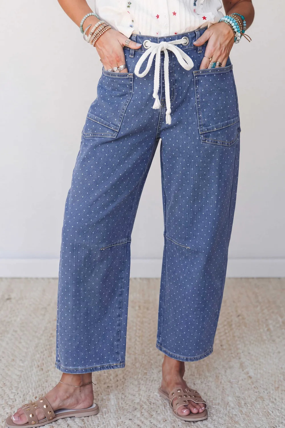 ~PREORDER~ Dotty Blue Drawstring Jeans ~PREORDER~