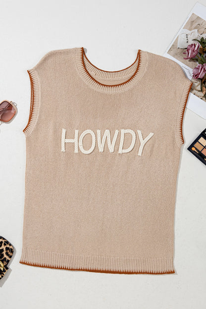 ~PREORDER ~ Parchment Contrast Trim HOWDY Knit Sweater Top ~PREORDER ~