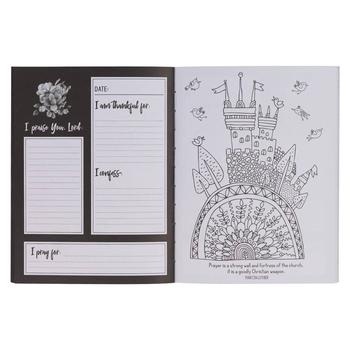 Pray More Worry Less Coloring Prayer Journal | Guided Christian Prayer Journal