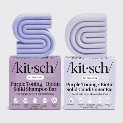 Purple Toning Shampoo & Conditioner Bar Combo for Color-Treated & Grey Hair by Kitsch