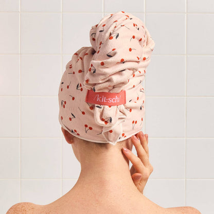 XL Hair Towel Wrap – Cherry Print Spa Treat for Your Hair 💆‍♀️by Kitsch