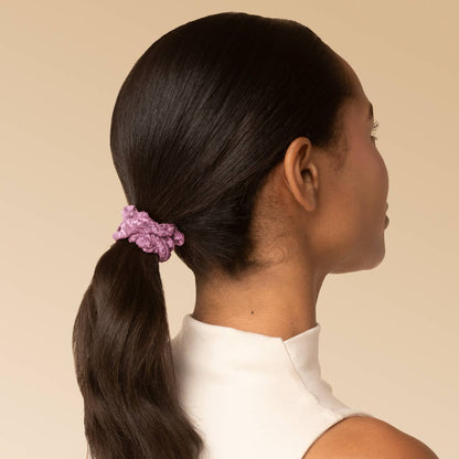 Kitsch Ruched Lace Scrunchies 5pc Set | Cherry Lacquer & Dusty Pink Hair Ties