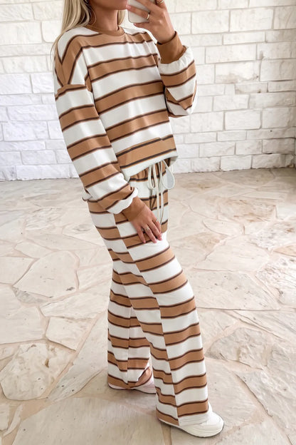 ~PREORDER~ Latte Stripe Lounge Pants Set ~PREORDER~