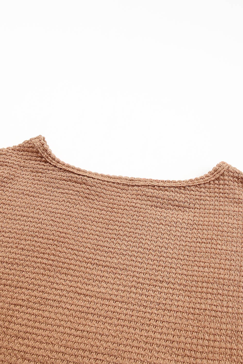 Waffle Knit Drop Shoulder Long Sleeve Top