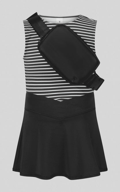 Little Girls Tank, Crossover Skort & Fanny Bag Set | 3-Piece Boutique Outfit