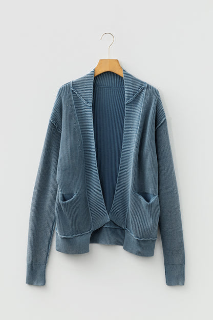 ~PREORDER ~ Mineral Wash Exposed Seam Patchwork Knit Open Sweater Cardigan ~PREORDER ~