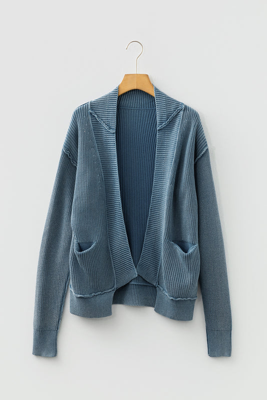 ~PREORDER ~ Mineral Wash Exposed Seam Patchwork Knit Open Sweater Cardigan ~PREORDER ~