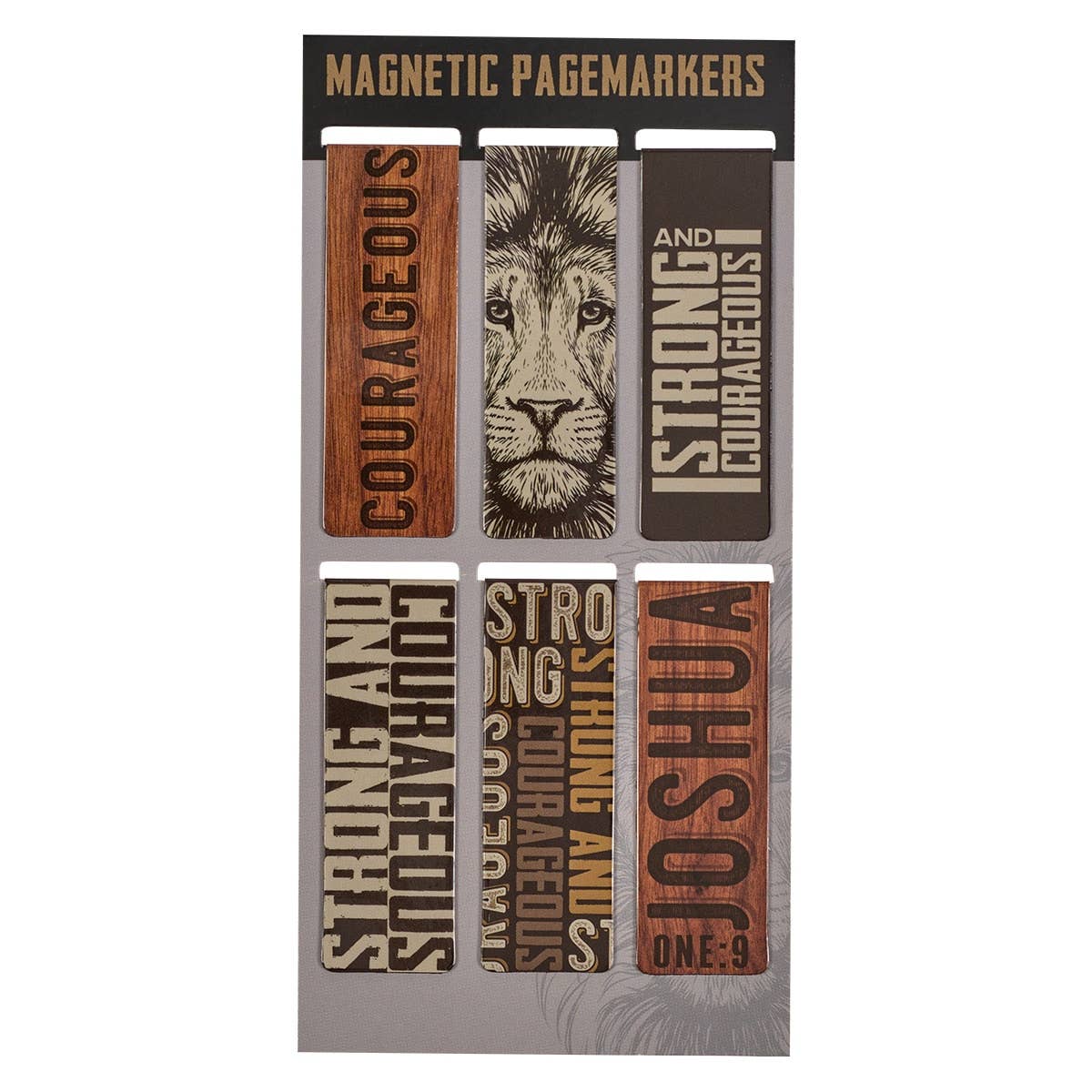 Strong and Courageous Magnetic Bookmark Set | Christian Bookmarks for Men