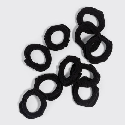 Recycled Fabric Petal Hair Elastics 10pc Set - Black by Kitsch