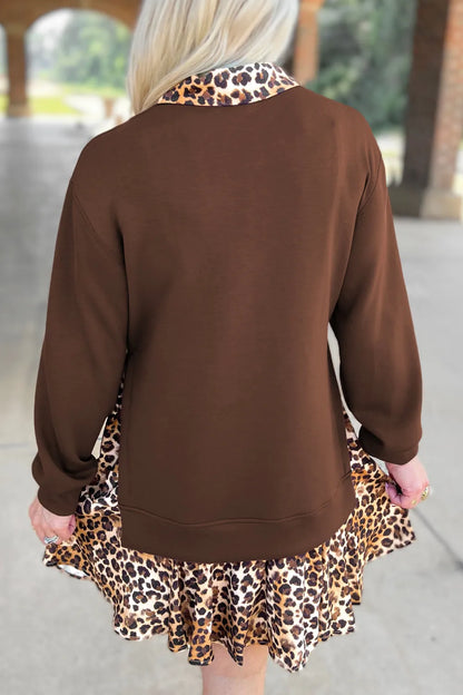 ~PREORDER~ Wild Side Leopard Trim Sweatshirt Dress ~PREORDER~