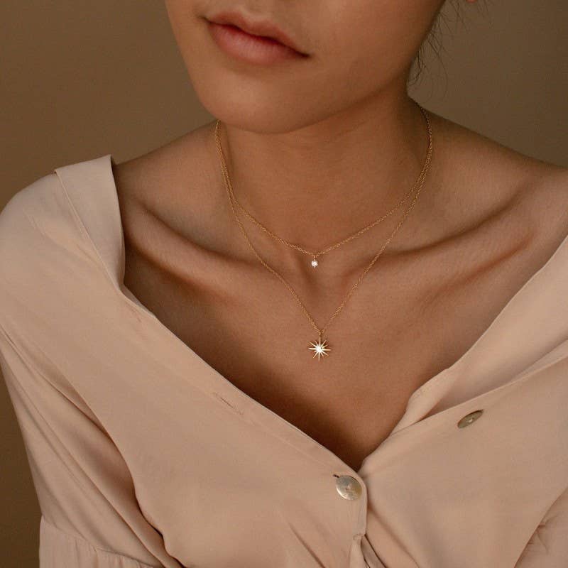 Starry Little Thing Necklace | 18K Stainless Steel Layered Rhinestone Necklace