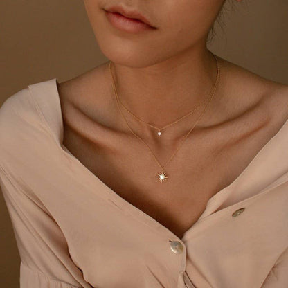 Starry Little Thing Necklace | 18K Stainless Steel Layered Rhinestone Necklace