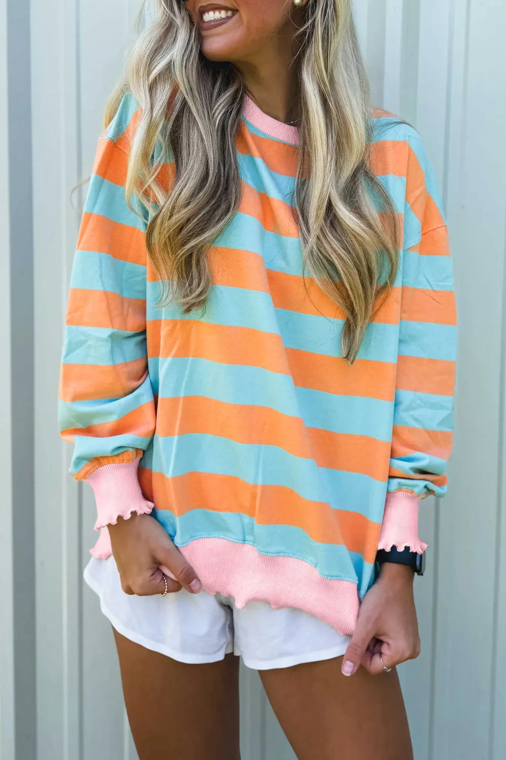 ~PREORDER~ Sunset Stripe Color Block Ribbed Long Sleeve Top ~PREORDER~