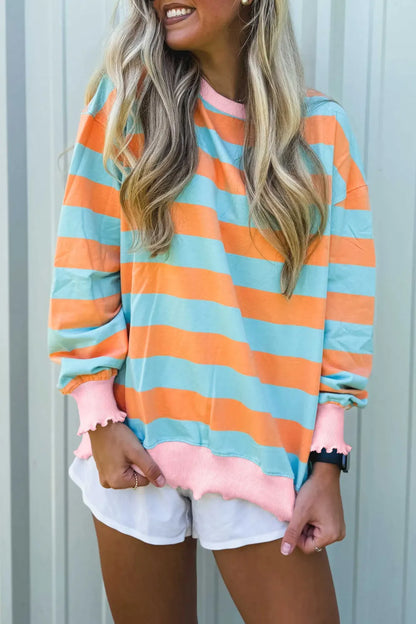 ~PREORDER~ Sunset Stripe Color Block Ribbed Long Sleeve Top ~PREORDER~