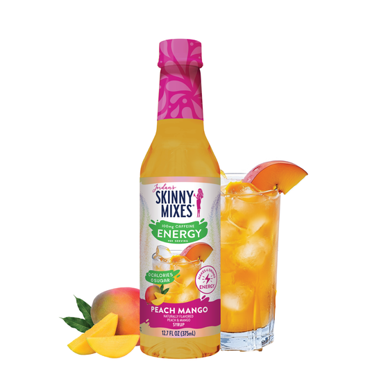 Jordan’s Skinny Mixes Peach Mango Energy Syrup – Zero Sugar Caffeine Drink Mix