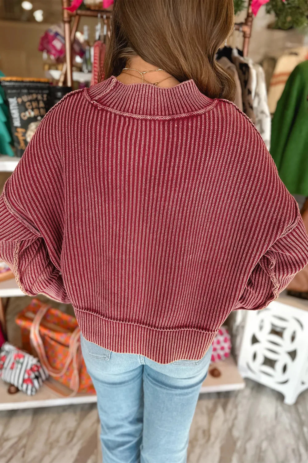 ~PREORDER~ Berry Washed Ribbed High Neck Sweater ~PREORDER~